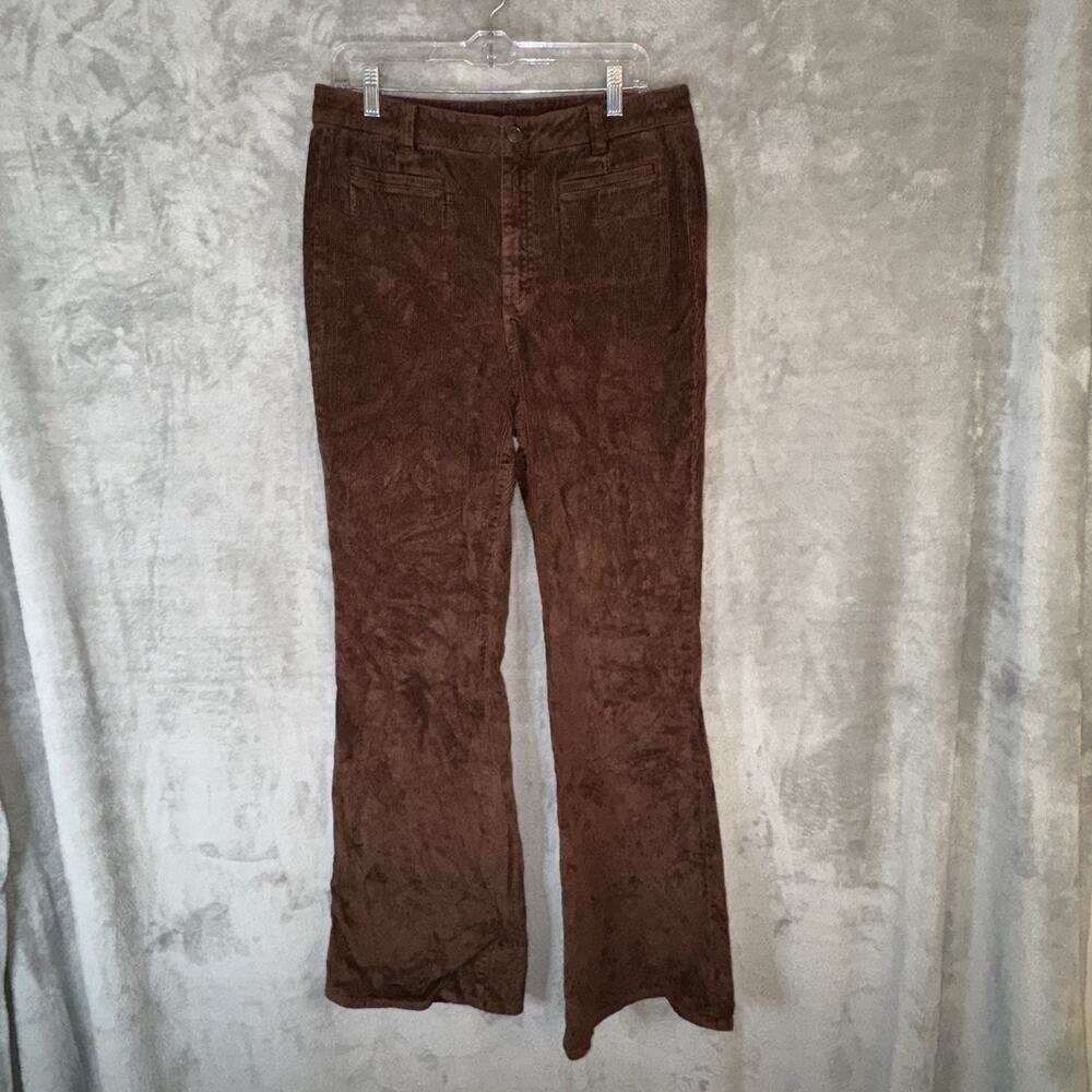 J Crew Women's Brown Corduroy Flared Pants Size 30 Tall Vintage Inspired
